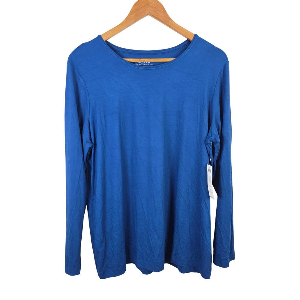 Chicos The Ultimate Tee Duchess Blue Long Sleeve Top Sz 3 XL New Basic Everyday